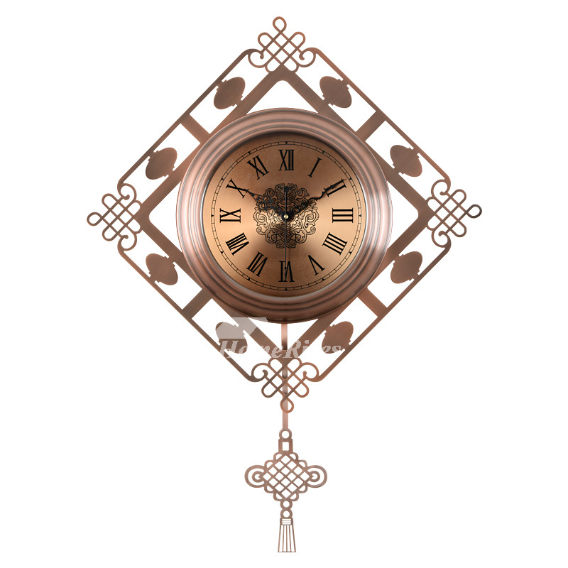 Oversized Wall Clock Decorative Vintage Pendulum Metal Silent Living Room