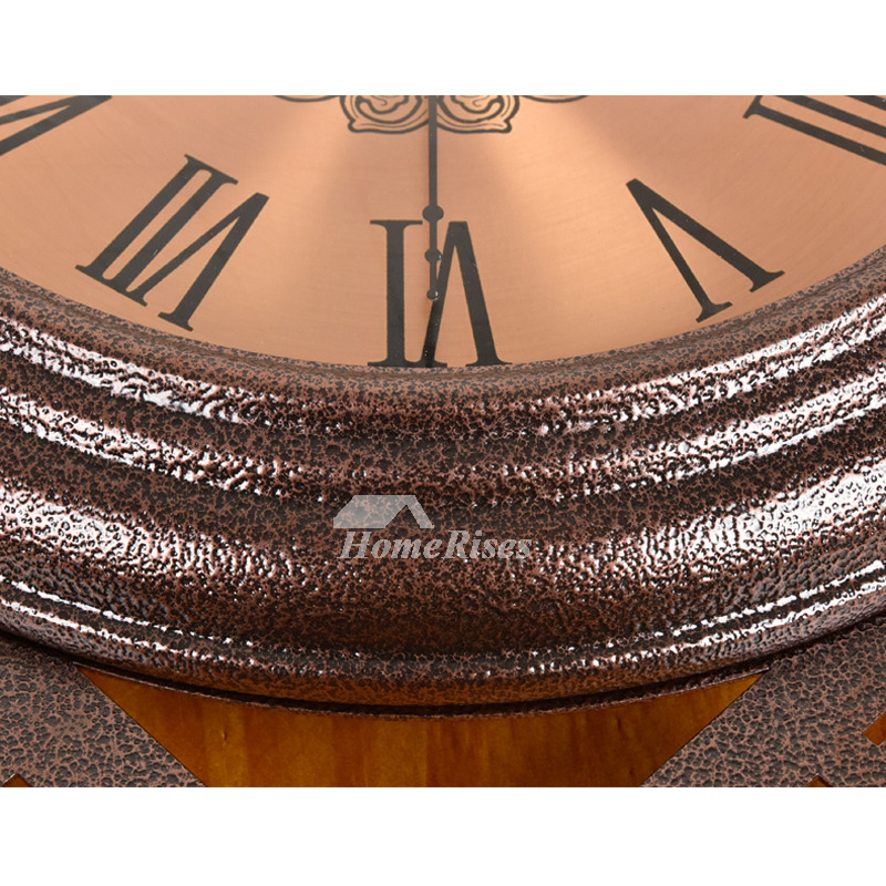 Oversized Wall Clock Decorative Vintage Pendulum Metal Silent Living Room
