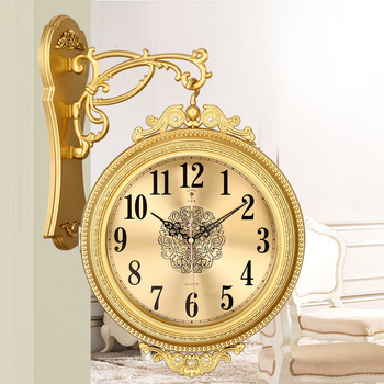 High Strength ABS Plastic Double Sided Wall Clock Silent Bronze/Brown Decorative
