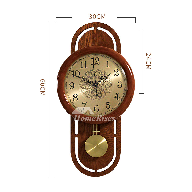 Wooden Pendulum Wall Clock Large Antique Silent Decorative Living Room