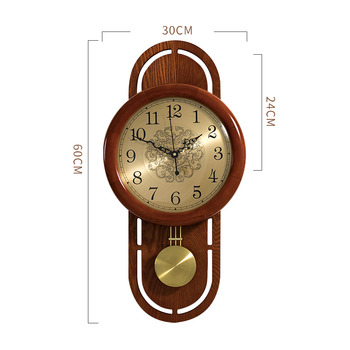 Wooden Pendulum Wall Clock Large Antique Silent Decorative Living Room