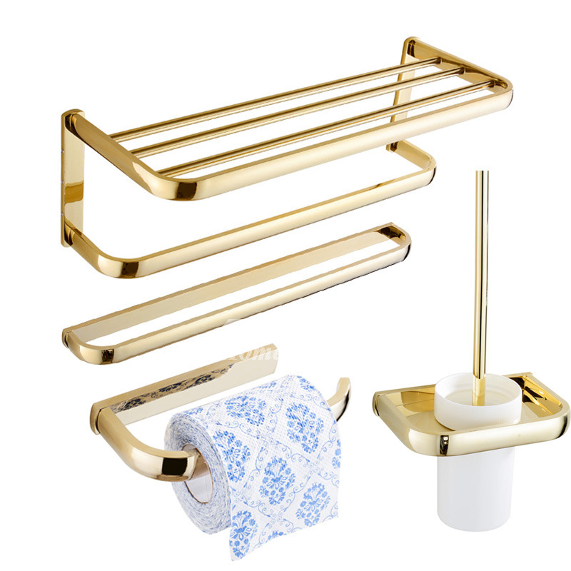 Luxury Polished Brass Bathroom Accessories Gold Unique Modern