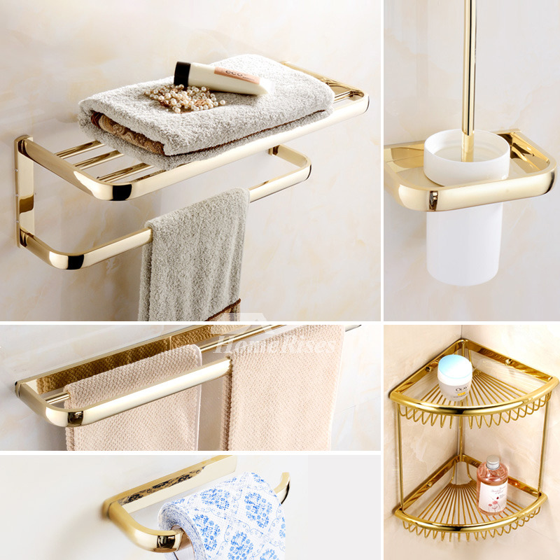 Luxury Polished Brass Bathroom Accessories Gold Unique Modern