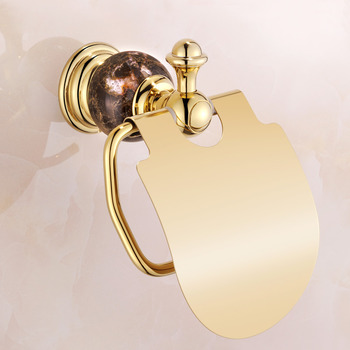 Polished Brass Toilet Paper Holder Marble Gold Decorative Wall Mount