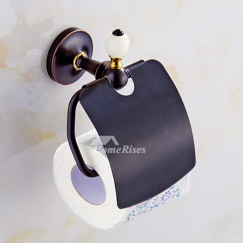 Black Toilet Paper Holder Brass Wall Mounted Unique Modern
