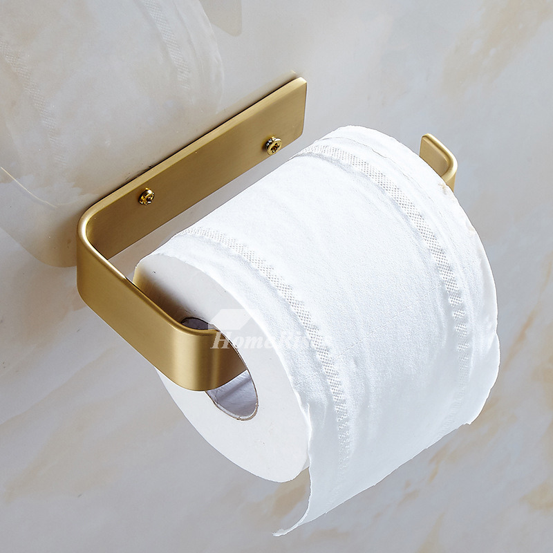 Luxury Double Gold Brushed Brass Toilet Paper Holder Hotel Wall Mount Paper  Towel Holder Kitchen Bathroom Tissue Dispenser With Shelf