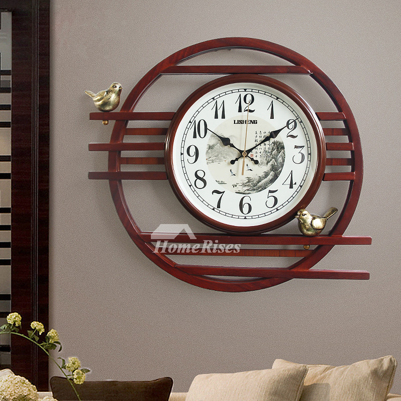 Large Wall Clocks Vintage Silent Wooden Unique Creative Decorative