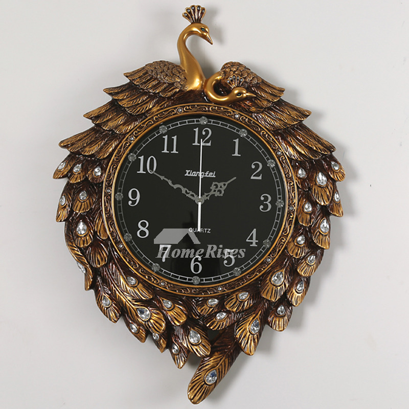 Luxury Peacock Personalized Vintage Quiet Wall Clock Living Room