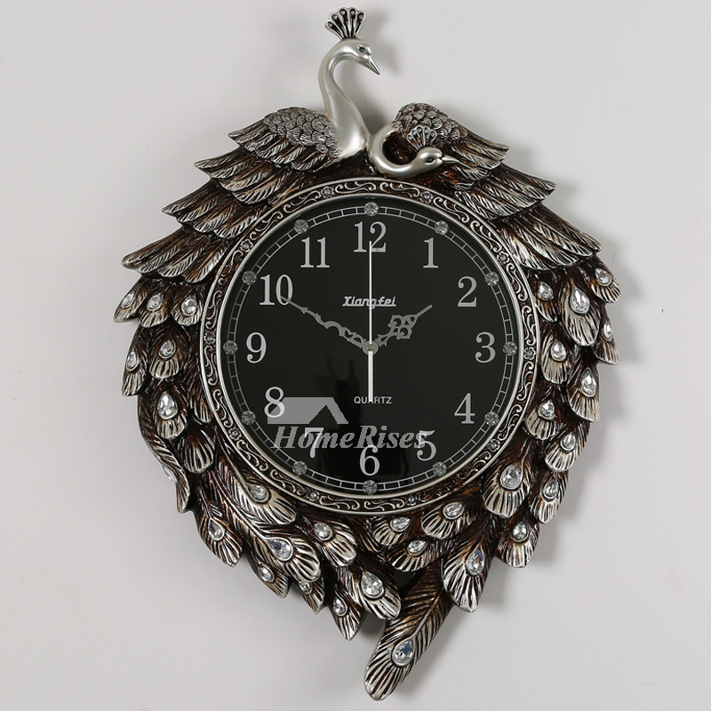 Luxury Peacock Personalized Vintage Quiet Wall Clock Living Room