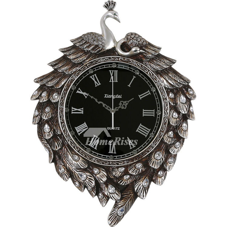 Luxury Peacock Personalized Vintage Quiet Wall Clock Living Room