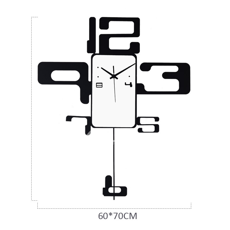 Modern Minimalist Creativity Black Art Deco Wall Clock Pendulum