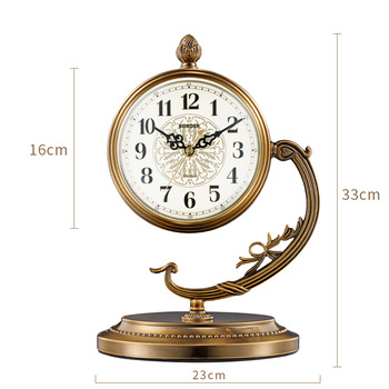 Gold Vintage Silent Classic Desk Clock Pendulum Retro Table Clock