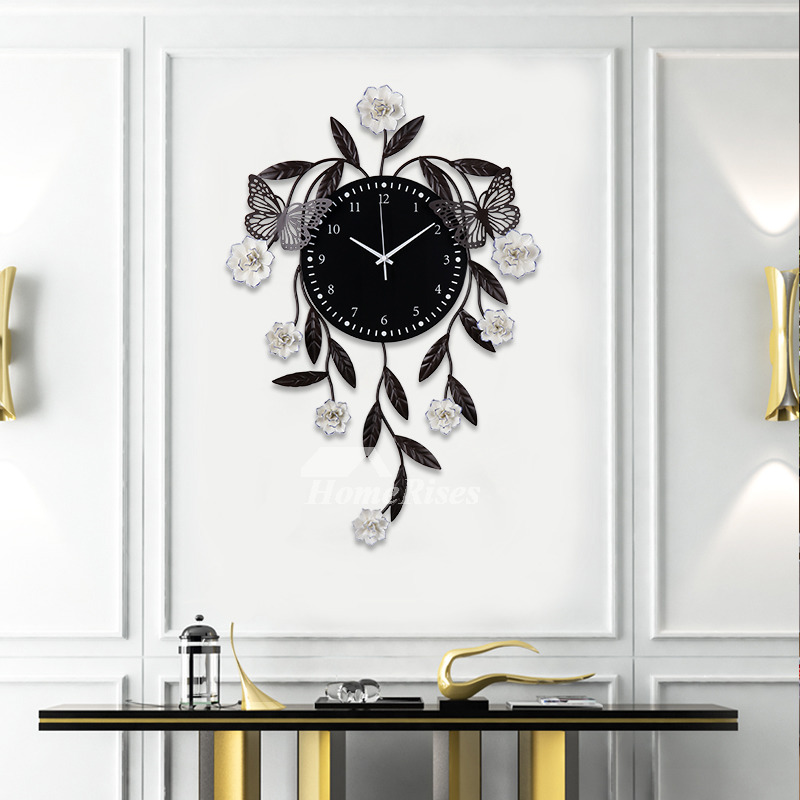 Black Simple Atmosphere Big Quartz Wall Clock Decorative Living Room