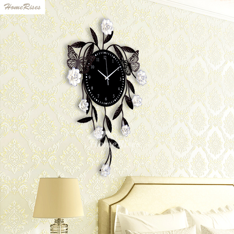 Black Simple Atmosphere Big Quartz Wall Clock Decorative Living Room