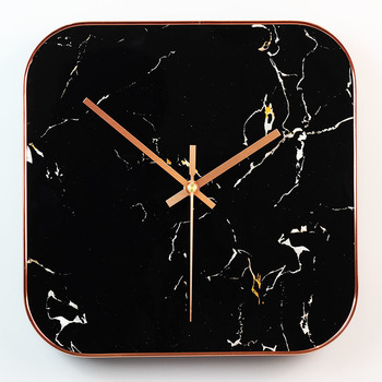 Marbled Square Silent Creative Quartz Wall Clock No Number Simple