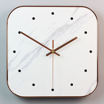 Quartz Marbled Square Silent  Quartz Wall Clock No Number Simple