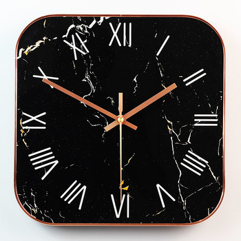 Square Marbled 12 14 Inch  Silent Creative Quartz Wall Clock  Simple
