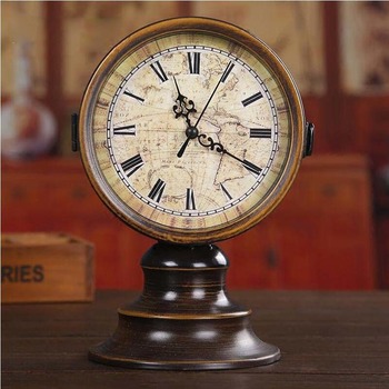 Creative Retro Living Room Clock Ornament  Double-sided  Desk Clock