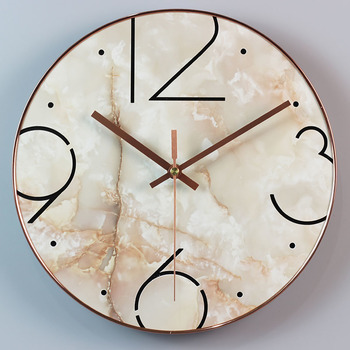 Marble Quartz Clock Simple Modern Wall Clock Creative Bedroom Silent 