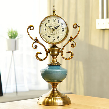 European Creative Brass Desktop Decoration Table Clock Mute Retro