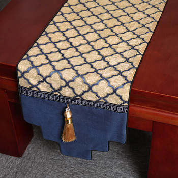 Chenille Fabric Table Runner Holiday Plaid Coffee Dining Green Elegant
