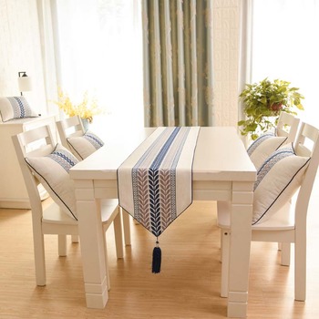Cotton Linen Elegant Tassel Short Natural Modern 48 Inch Table Runner