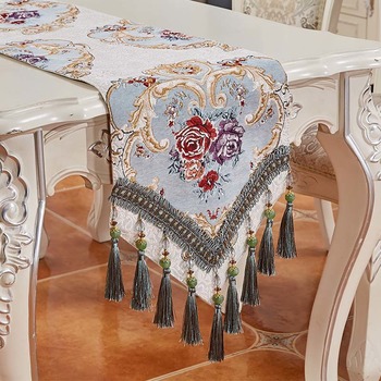 Living Room Coffee European Luxury Tablecloth Jacquard Table Runner