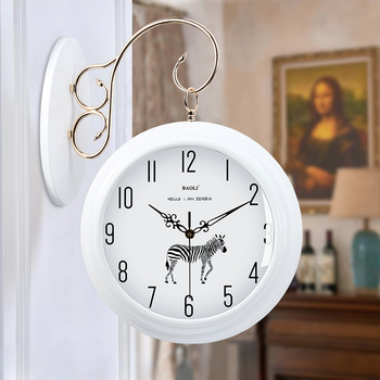 Solid Wood Big Double Sided Living Room 20 Inch Wall Clock Modern 