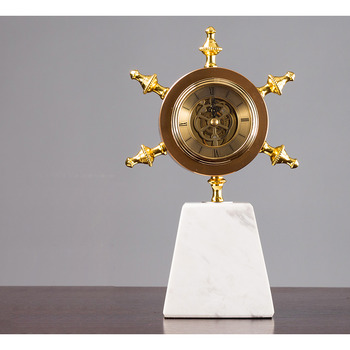 Metal Table Clock Marble Decorative Creative Small Quiet Living Room