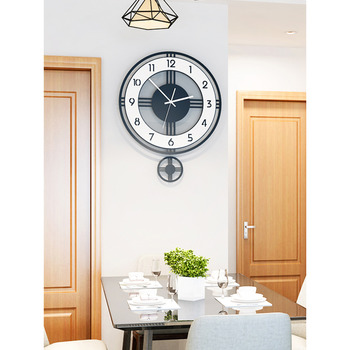 Pendulum Wall Clock Oversized Black 20 Inch Cool Modern Round