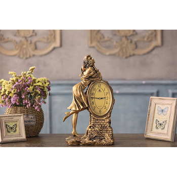 Art Deco Desk Clock Beauty Quartz Home Living Room European Cute