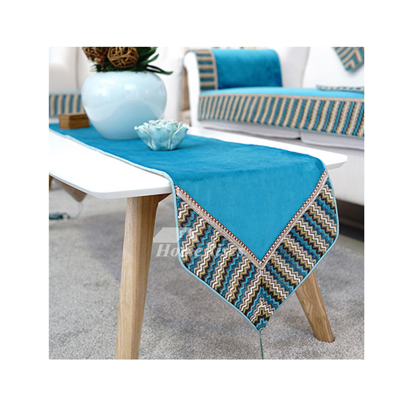 Blue/ Purple Table Runner Striped Holiday Elegant Flannel Dining Coffee