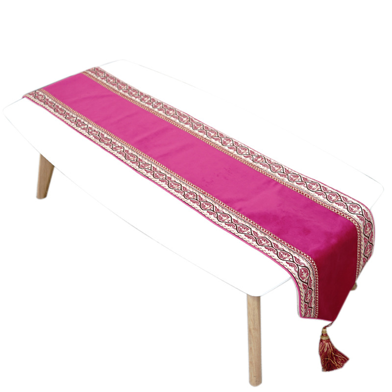 Simple Modern Table Runner Coffee Solid Purple Fashion Spring Floral