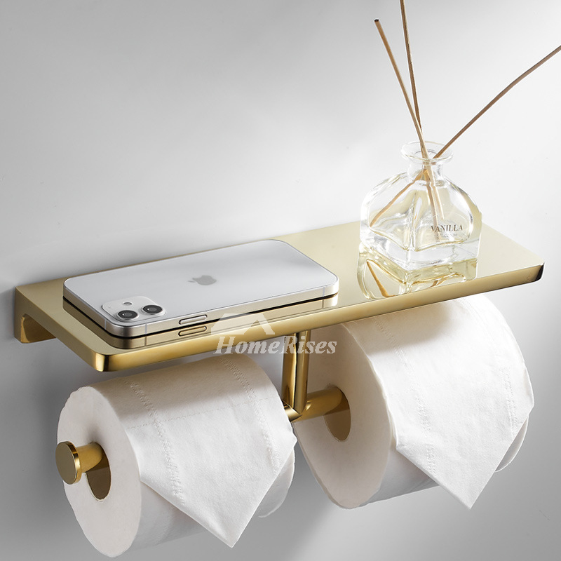 Luxury Double Antique Brass Toilet Paper Roll Holder Wall Mounted