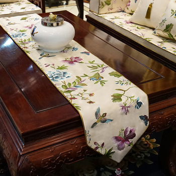 Embroidered Table Runner Bird Floral Multicolor Dining 72 Inch