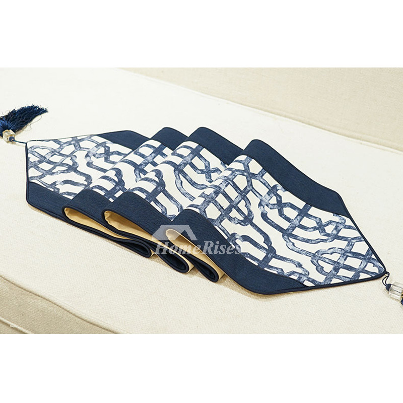 Cotton Linen Holiday Table Runners Luxury 72 Inch Blue Coffee