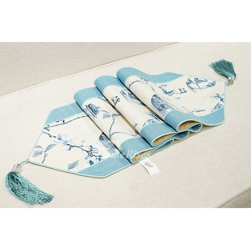 Cotton Linen Holiday Table Runners Luxury 72 Inch Blue Coffee