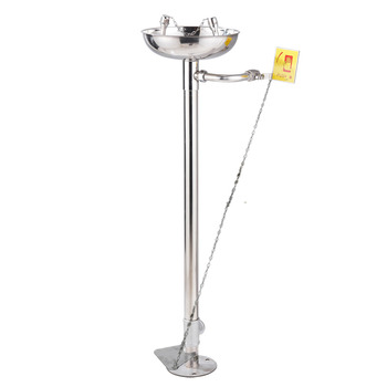 MZJ Freestanding Eye Wash Station 304 Stainless Steel Emergency Eyewash Unit Industrial Safety Foot Pedal Eyewash Station