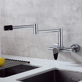Modern Brass Pot Filler Kitchen Faucet Wall Mount Cool Polished Nickel High End Rotatable Folding Kitchen Faucet