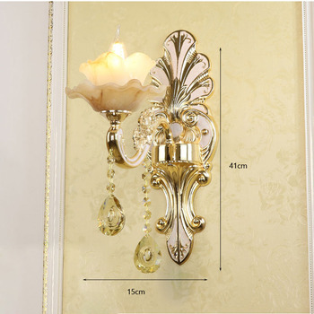 European Crystal Candle Wall Sconce Bedside Reading Hallway 2 Light Deco Glass Bedroom Led