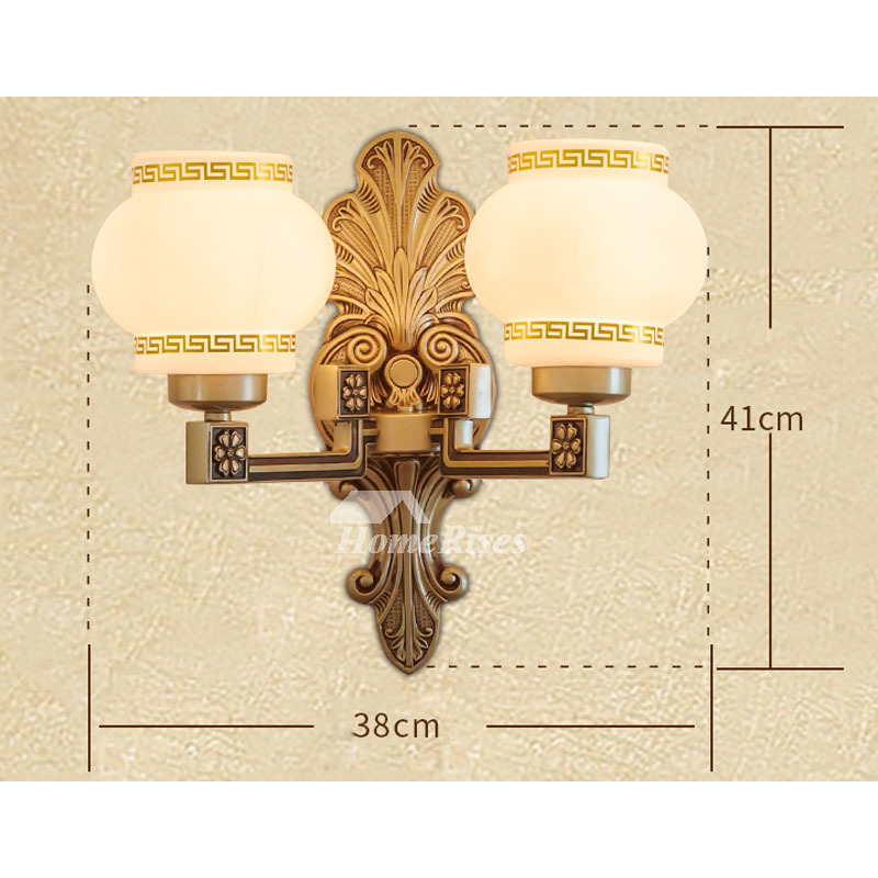 Carved 2 Light Wall Sconce Living Room European Bedside Reading Hallway