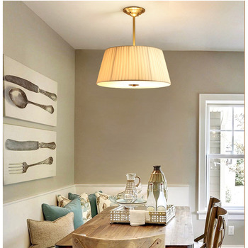 Dining Room Chandelier Ideas Study Room Modern Fabric Light Shade Solid Brass Round Ceiling Lights 