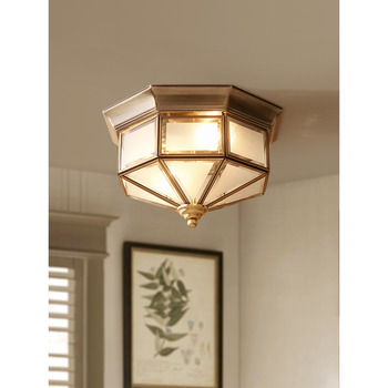 Modern Brass Ceiling Lights Fixtures Flush Mount Mid Century Glass Lampshade Gold Rustic Kitchen Bedroom