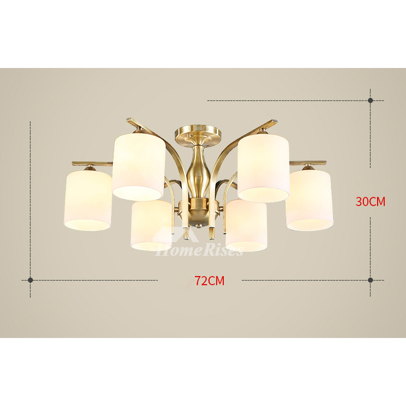 Modern Gold Ceiling Lights Semi Flush Living Room Multi Light H65 Brass