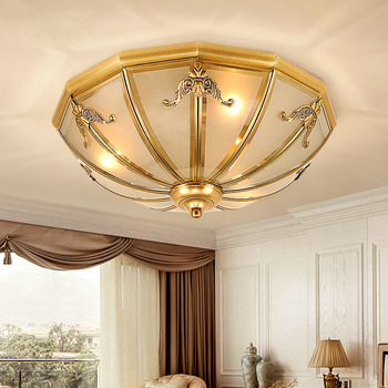 Modern Ceiling Lights European Carved Brass Rustic Bedroom Balcony Flush Living Room Low Profile E27