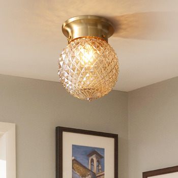 Small Ball Ceiling Light Frosted Glass Study Room Flower Brass Foyer Beautiful Cute Warm Gold Hallway