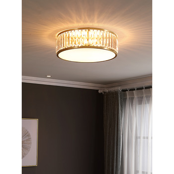 Crystal Glass Ceiling Light Round Gold Pendant Light Solid Brass classic luxury Living Room E14