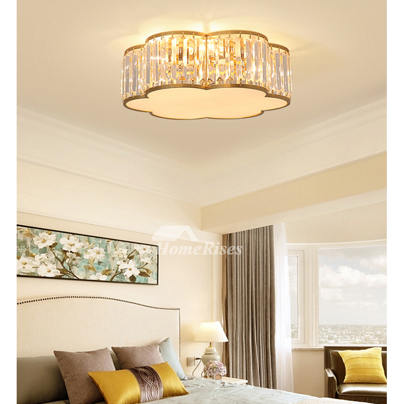 Modern Flush Mount Ceiling Light Cloud Crystal Black Gold Bedroom Beautiful Art Deco Living Room