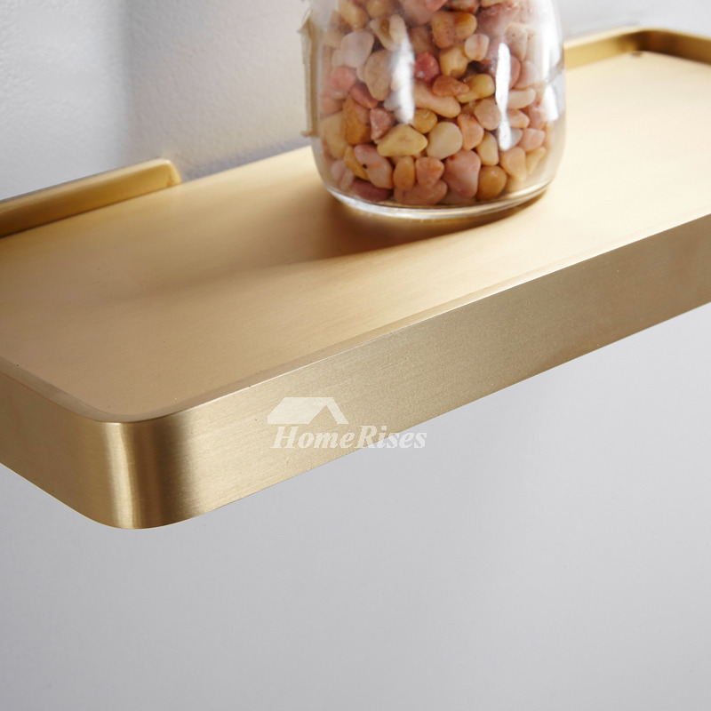 Simple Brass Bathroom Shelves Wall Mounted Glass Phone Holder