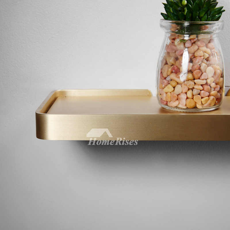 Simple Brass Bathroom Shelves Wall Mounted Glass Phone Holder White  Decorative Shower Wall Shelf